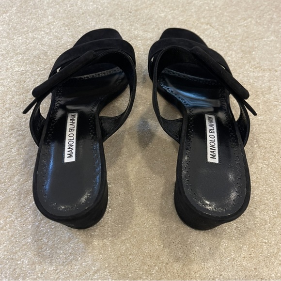 Manolo Blahnik Titubanew Suede Buckle Slide Sandals - Picture 5 of 7